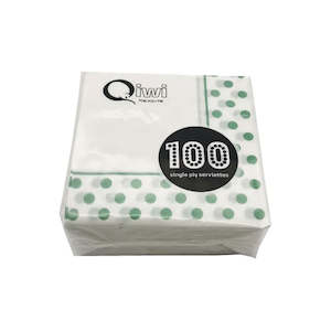 Qiwi Green Polka Dot 1 Ply Lunch Serviettes | 100/Pack