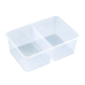 EC650-2C Plastic Rectangle 2 Part Container Clear 650ml | 50/Pack