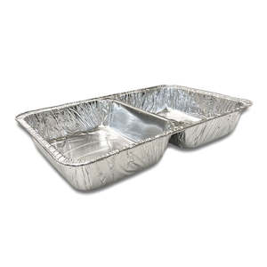Catering Roasting Trays Foil: Foil 9851 Large Deep 2 Compartment Catering Tray 525x325x81mm (Each)