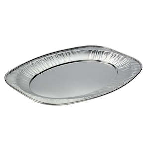 Catering Roasting Trays Foil: Foil Oval Extra Small Catering Platter 315x215x25mm (Each)
