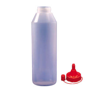 Squeezable Sauce Bottle & Red Cap 1 Litre (Each)