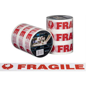 Fragile Printed Tape White/Red 48mm x 100m | 3/Pack