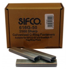 Staplers Staples: Sifco 616G-50 Galvanised Sharp Hog Ring Staples for G7 Hog Ring Plier | 2500/Box