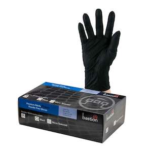 Nitrile Gloves: Bastion Premium Nitrile Powder Free Gloves Black Medium | 100/Pack