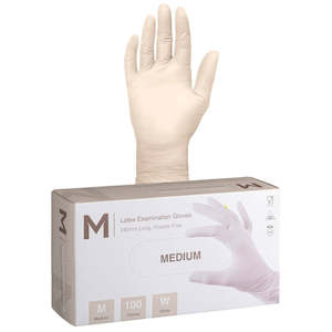 M Latex Gloves Powder Free White Medium | 100 Gloves/Box