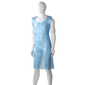 Disposable Aprons: M Polyethylene Back Tie Apron Blue | 50/Pack
