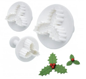 Cake Tools: Cake Craft Holly 3 Leaf Plunger Cutters 3/Pack