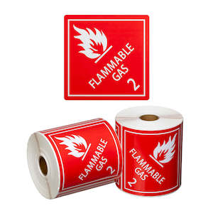 General Packaging: Flammable Gas 2 Handling Labels Red/White 99x99mm | 500/Roll