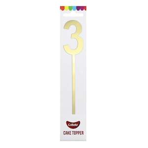 GoBake Small Mirror Number Topper #3 Gold