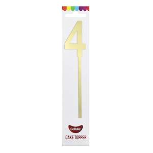 GoBake Small Mirror Number Topper #4 Gold