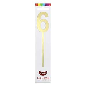 GoBake Small Mirror Number Topper #6 Gold