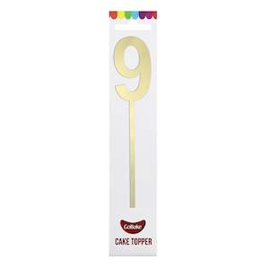 GoBake Small Mirror Number Topper #9 Gold