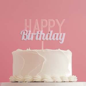 Cake Toppers: Cake & Candle Milkshake Happy Birthday Cake Topper Strawberry