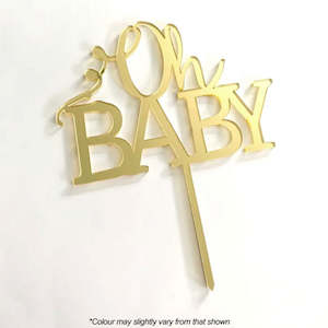 Cake Craft Mirror Acrylic Cake Topper | Oh Baby | Gold