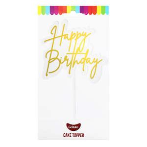 Cake Toppers: GoBake Small Acrylic Topper Happy Birthday Elegant Gold