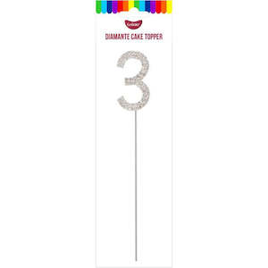 Diamante Toppers: GoBake Silver Diamante #3 Topper 4.5cm