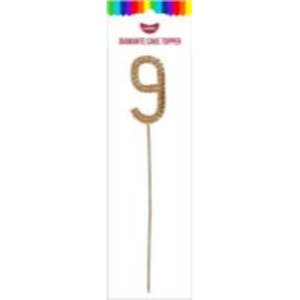 GoBake Gold Diamante #9 Topper 4.5cm