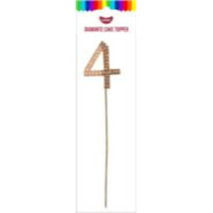 GoBake Gold Diamante #4 Topper 4.5cm