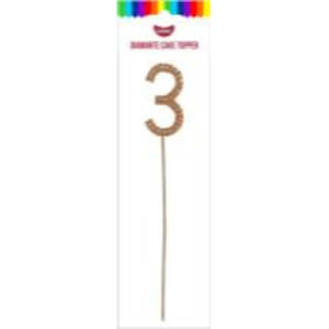 GoBake Gold Diamante #3 Topper 4.5cm