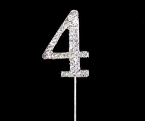 Diamante Toppers: Bake Boss Number 4 Diamante Topper 4.5cm