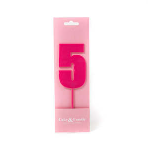 Cake & Candle Acrylic Mega Number Topper #5 Pink