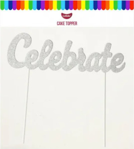GoBake Celebrate Silver Paper Cake Topper