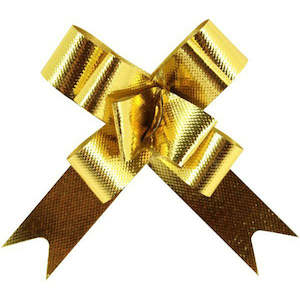 Christmas: Metallic Embossed Pull Bows 22mm Gold | Each