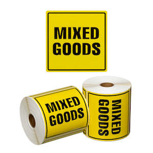 Handling Labels: Mixed Goods Handling Labels Yellow/Black 99x99mm | 500/Roll
