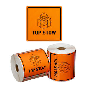Handling Labels: Top Stow Handling Labels Orange/Black | 500/Roll