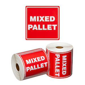 Handling Labels: Mixed Pallet Handling Labels Red/White 99x99mm | 500/Roll