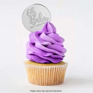 Oh Baby Round Silver Mirror Topper 5cm