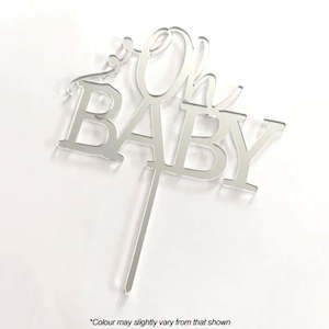 Cake Craft Oh Baby Silver Mirror Acrylic Cake Topper