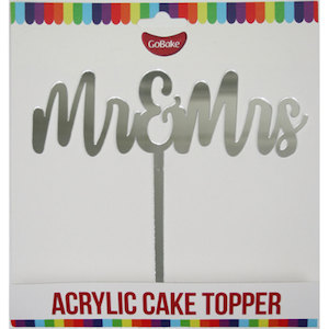GoBake Mr & Mrs Silver Acrylic Cake Topper
