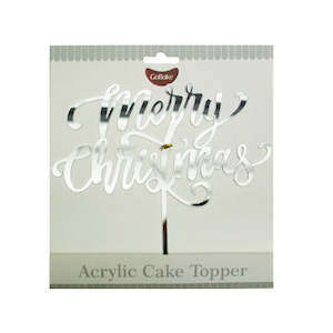 GoBake Merry Christmas Silver Acrylic Cake Topper