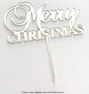 Cake Craft Merry Christmas Silver Mirror Acrylic Cake Topper