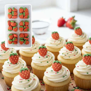 Sugar Decorations: Strawberries Sugar Decorations | 48 Piece Pack
