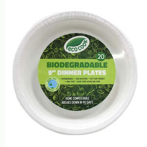 Eco Plates Bowls: EcoCook Biodegradable Dinner Plates 9" | 20/Pack