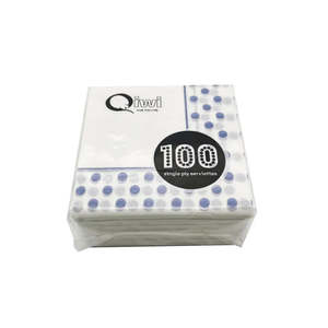 Tableware: Qiwi Blue Polka Dot 1 Ply Lunch Serviettes | 100/Pack