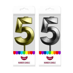 Candles: GoBake Metallic Number #5 Candle | Each