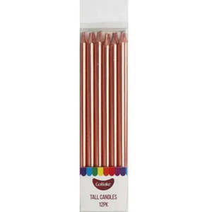 GoBake Tall Candles Rose Gold 12cm | 12/Pack