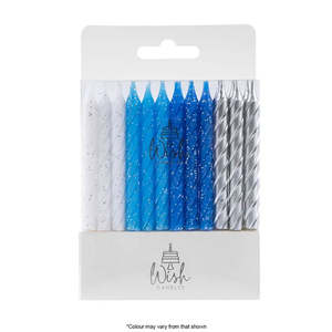 Wish Spiral Mix Candles Blue | 24/Pack