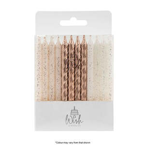 Wish Spiral Mix Candles Rose Gold | 24/Pack