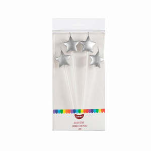 Candles: GoBake Star on Pick Candles Silver | 4/Pack