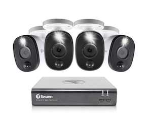 Swann 4CH 1080p DVR Kit with 4x1080p PIR Bullet Cameras with Warning Spotlights