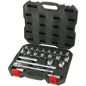 Tools: POWERBUILT 23 Piece Metric 1/2 inch Socket Set - KBT2759