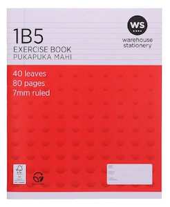Stationery: Exercise Book 1B5 7mm Ruled 40 Leaf Red
