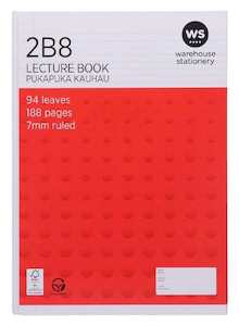 Stationery: Lecture Book 2B8 7mm Ruled Hardcover 94 Leaf Red Mid
