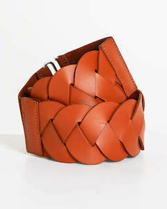 Accessories: Sass Koko Lattice Belt Tan