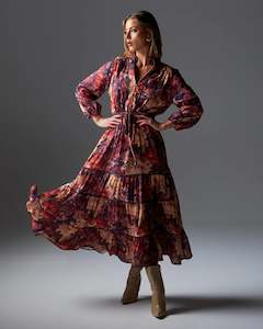 Fate Becker: Fate & Becker Berry Kiss Midi Dress Floral