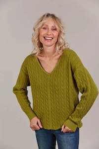 Eb & Ive Palmer Cable Knit Chartreuse